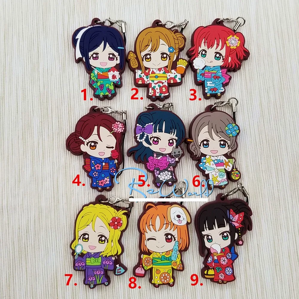 8 шт./лот Love Live Kotori аниме брелок Nico Rin Umi Maki Chika Dia Riko Yoshi kc Kunikida акриловый Резиновый Ремешок/Подвеска для телефона