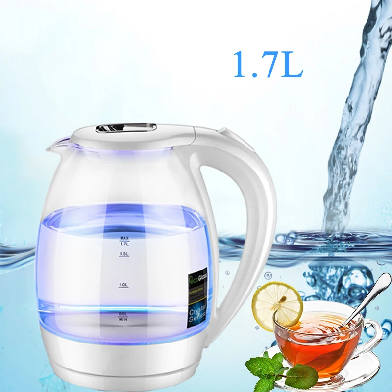 White Color Electric Kettle 1.7L Capacity High Borosilicate Glass amazing Blu-ray Kettle Kitchen Appliances