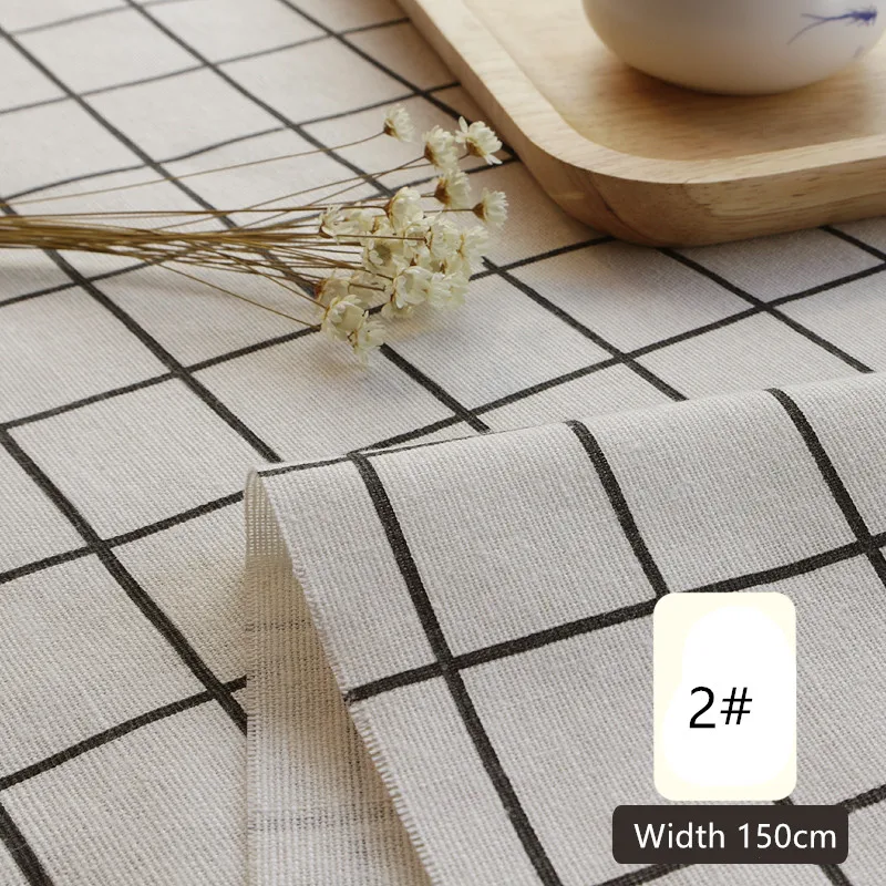 White Grid Print Linen Cotton Fabric Hard Sparse Linen Cotton Fabric