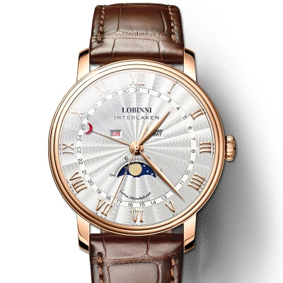 

Switzerland LOBINNI Men Luxury Brand Quartz Watch Men Sapphire Waterproof Moon Phase Japan Miyota Movement 3604