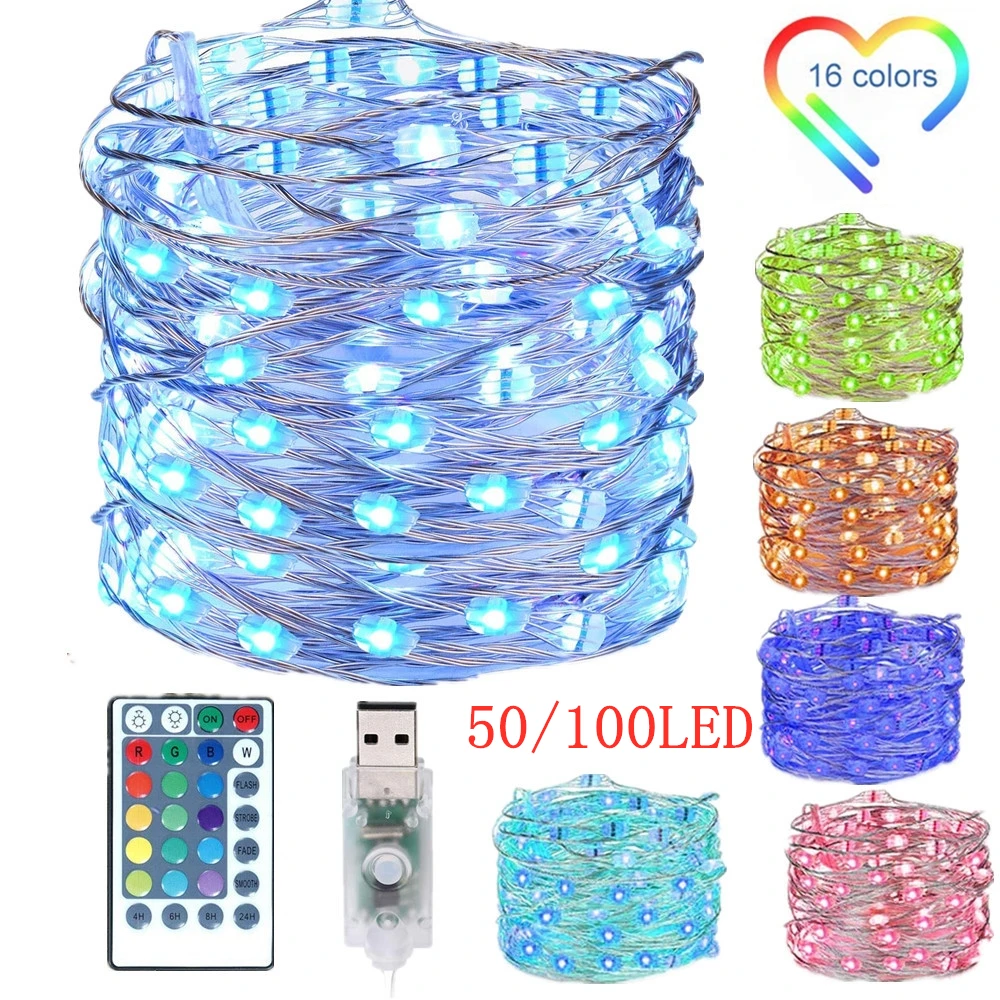 

16 Colors LED Fairy Lights Changing String Lights with Remote Control Decor Silver Wire Lights for Wedding,Indoor,Party,Garden