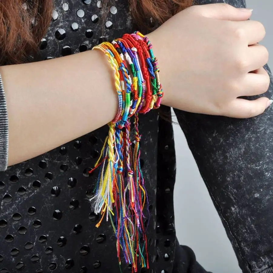 

50pcs Wholesae BULK jewelry lots Colorful Braid Friendship Cords Strand Bracelet[B609M*50]