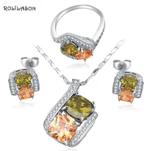 Африканский бисер, ювелирный набор, заполненный серебром, цветной кристалл, Модный Ювелирный Набор, серьги, ожерелье, кольцо, Sz#6#7#7,5#8#9 JS564