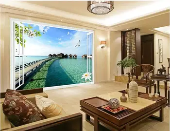

3d wallpaper custom mural non-woven 3d room wallpaper Sea bridge villa setting wall paintings photo 3d wall murals wallpaper