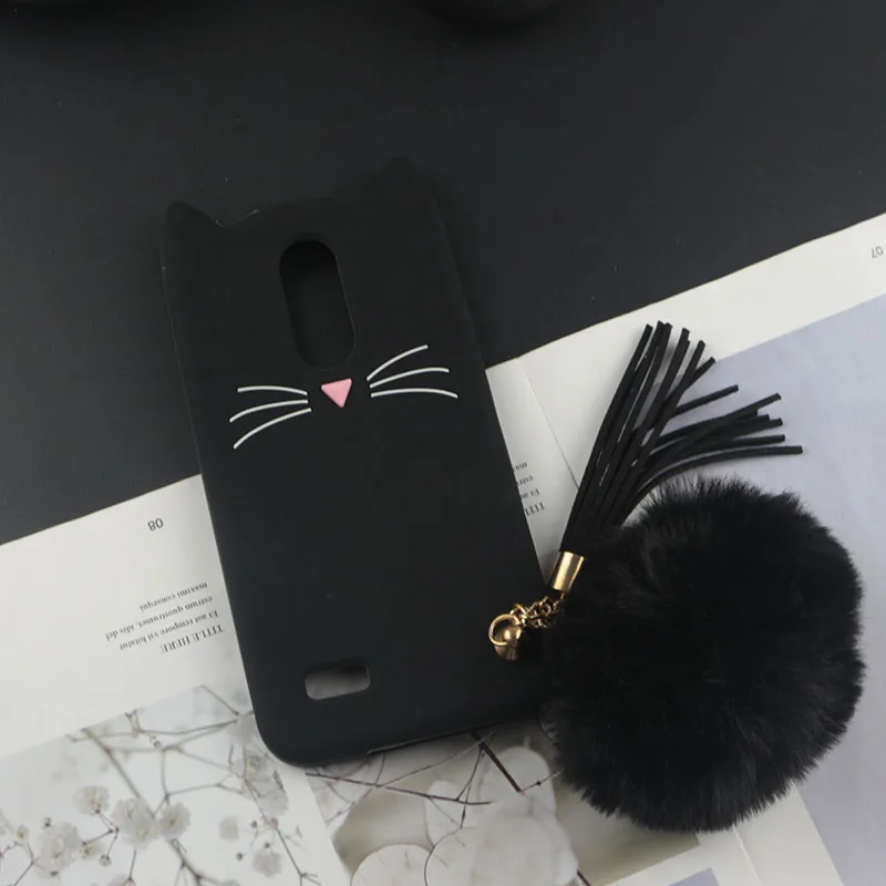 3D милые Япония, с милым рисунком кота чехол для LG G6 G7 стилус 4 Stylo 3 K4 K7 K8 K9 K10 K11 Pro X4 Aristo 2 Plus Q+/V20 V30 V40 - Цвет: Huxu Black With Ball