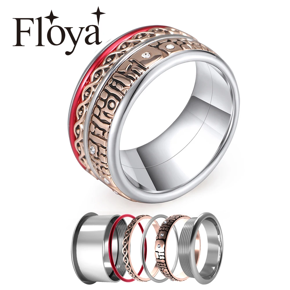 

Floya Baguette Band Ring For Women Interchangeable Original Cuff Rings Statement Handmade Stainless Steel Wedding Ring Jewelry