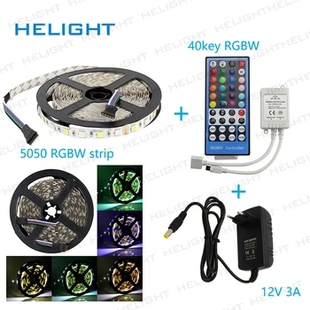 

DC12V 5050 RGBW/RGBWW led Flexible strip light 5M 300LED IP20/IP65/IP67 Home Party Outdoor Decoration+40key controller+Power