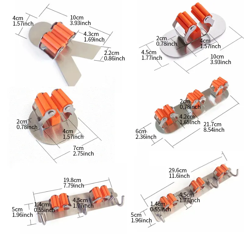 Крючки для хранения из нержавеющей стали Швабра Держатели для мётел настенное крепление чистящие инструменты для кухни гаража ванной комнаты Органайзер