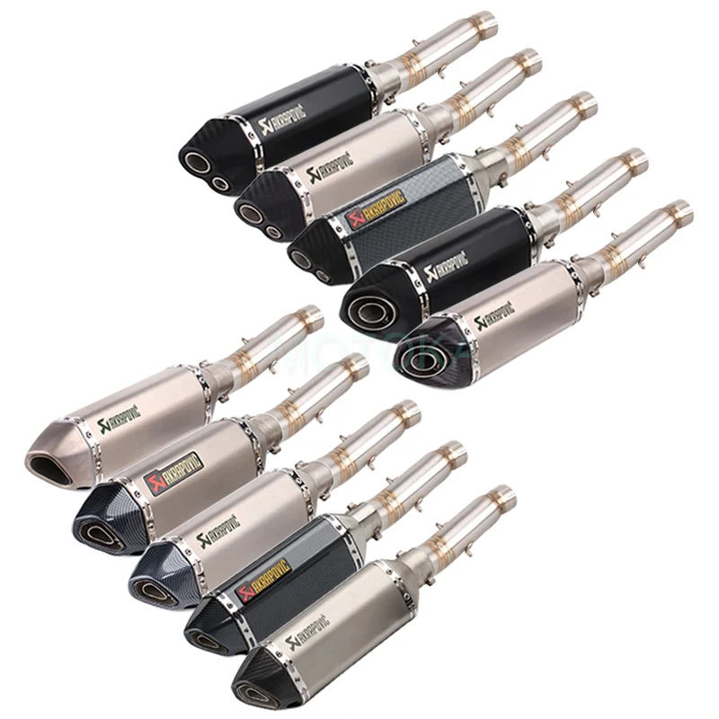 

Motorcycle CBR500 CBR500R CB500X CB500F Akrapovic Exhaust Pipe For Honda Middle Link Pipe System With Universal 51mm Mufflers