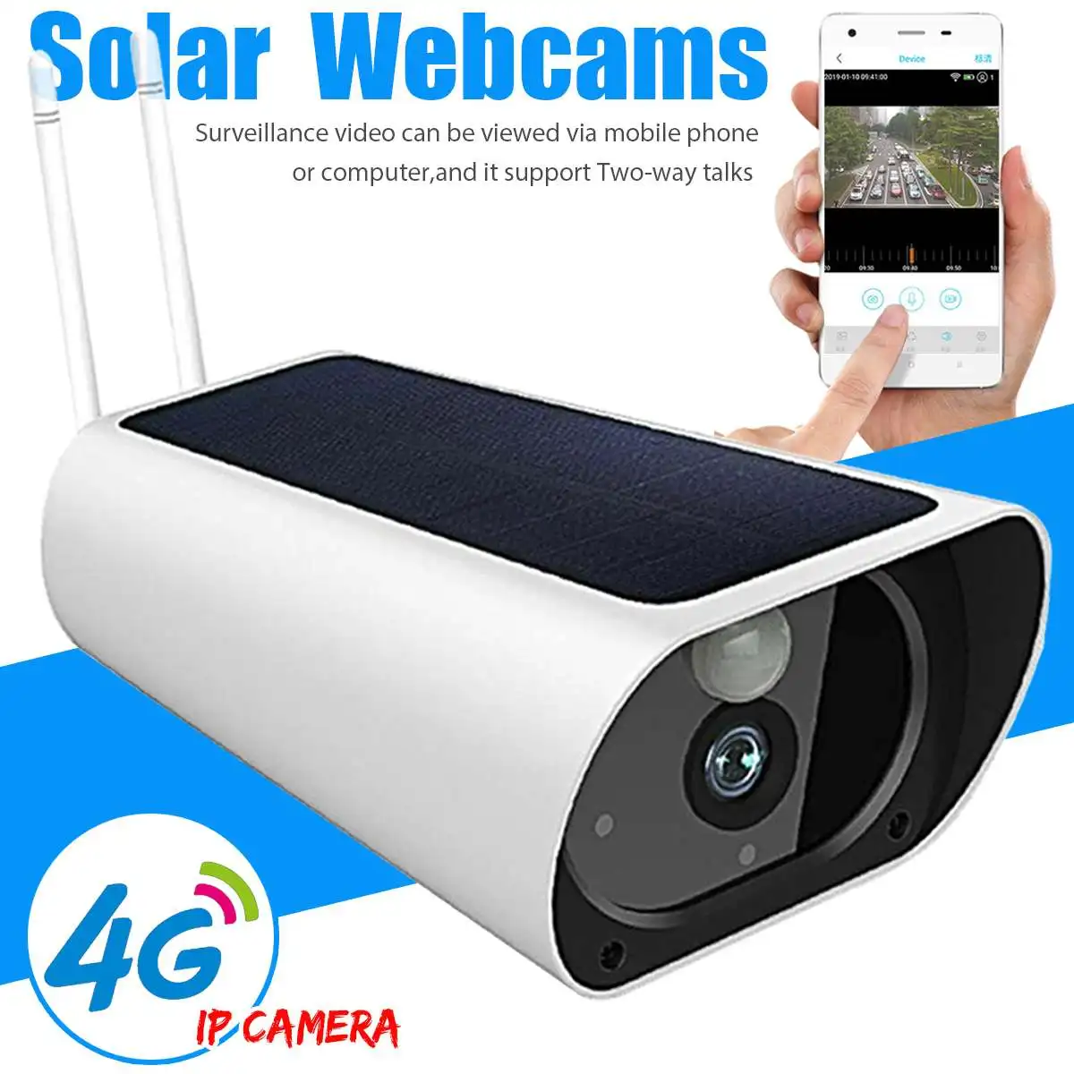 

4G Wireless Solar IP Camera Security Surveillance Outdoor Night Vision Motion Detection Solar Panels Waterproof Camera