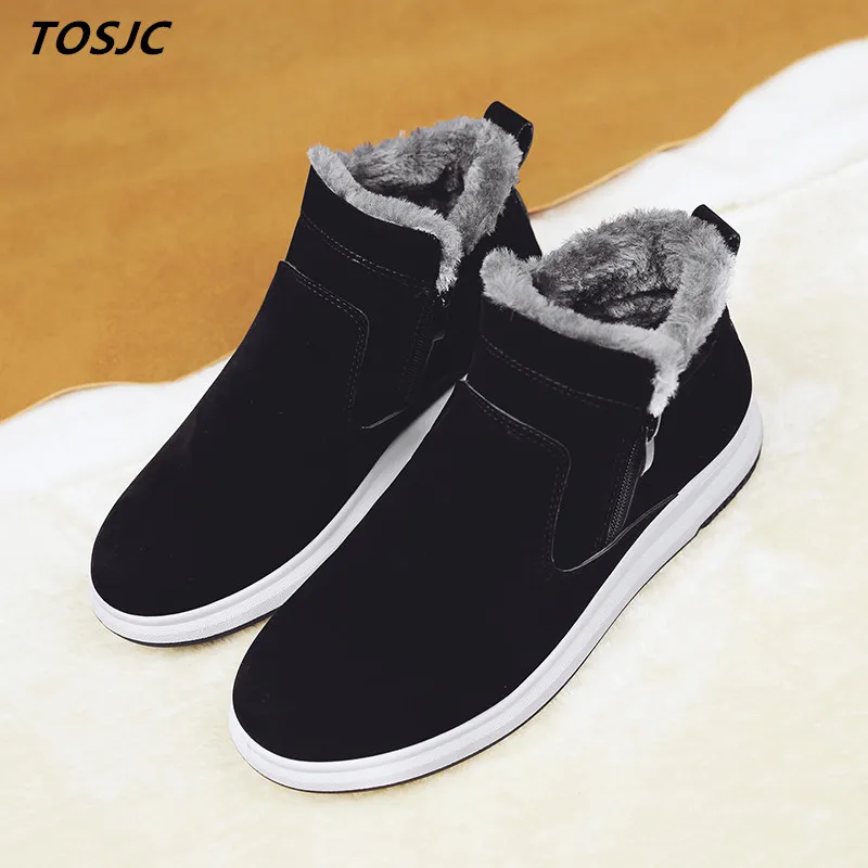 

Winter boots with plush keep warn For Man High Top Casual Shoes black Color Winter Shoes Zip Man Shoes