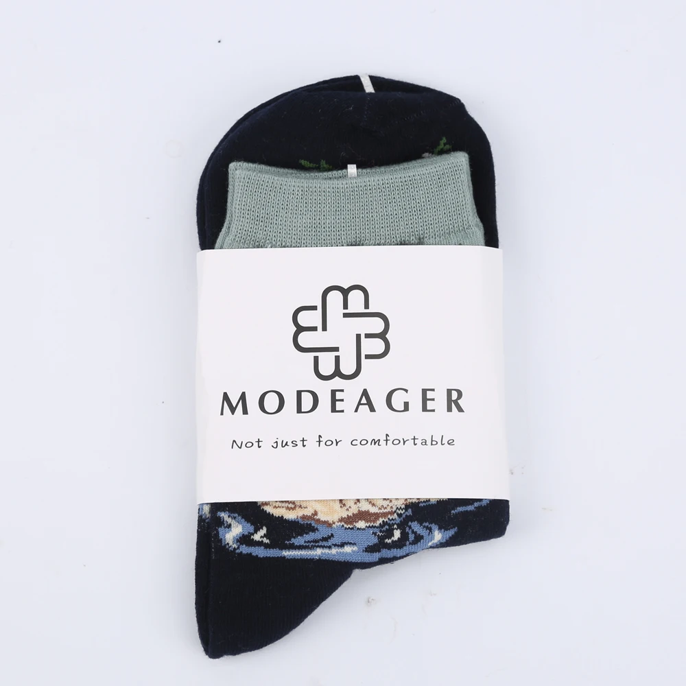 Женские носки Modeager хлопковые ретро с принтом растений Ван Гога Мона Лиза