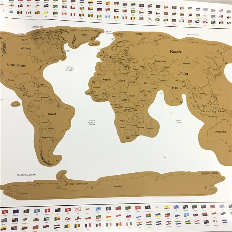 yellow Deluxe Scratch Edition world Map DIY kids Travel stickers home