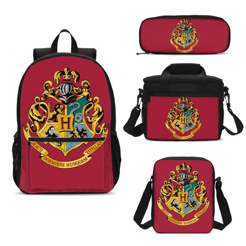 

4Pcs/Set Portfolio School Bag For Boys Girls Cool Fantasy Magic Academy Letter 3D Printing Backpack Kids Bookbag Mochila Escolar