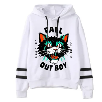 

New 2019 Spring Women Fall Out Boy Cat Print Hoodies Casual Cute Cat Printting Sweatshirts harajuku Female Long Sleeve Hooded