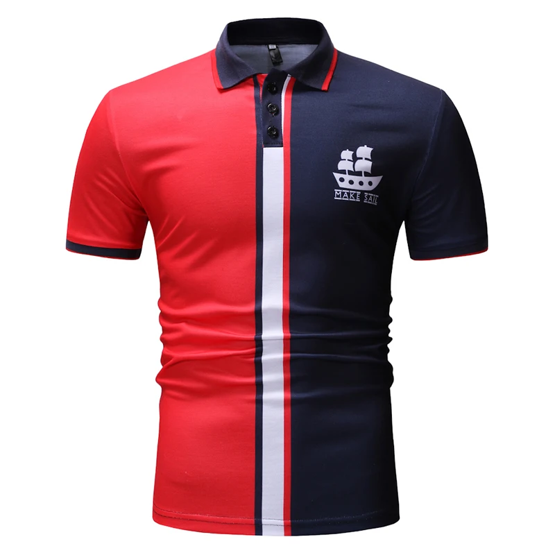 

2019T-shirt Men's Short-sleeved Lapels Color Matching Design Slim Comfortable Cotton T-shirt Men's Business