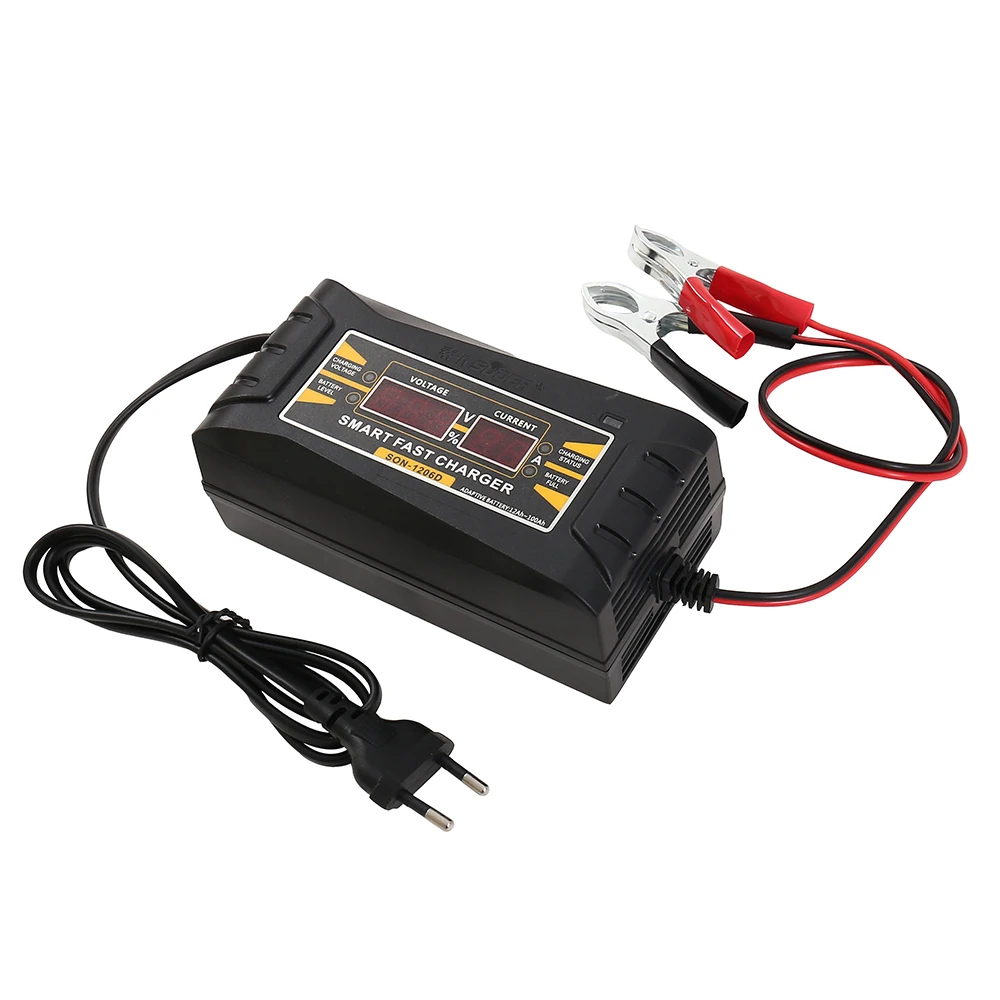 Full Automatic Car Battery Charger 110V/220V To 12V 6A 10A Smart Fast Power Charging Suitable for car motorcycle With EU Plug