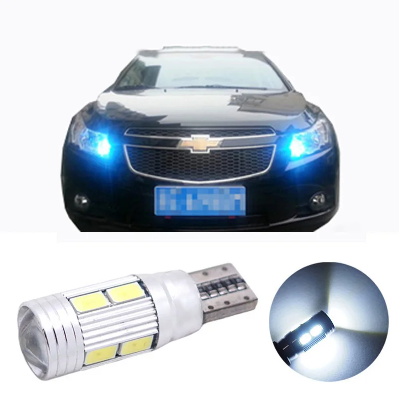 2pcs led W5W T10 canbus Car Light with Projector Lens for chevrolet cobalt orlando spark cruz captiva lacetti niva aveo  cruze