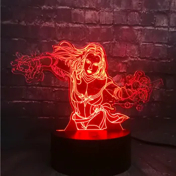 

Novelty 3D Cartoon Movie Marvel Hero Captain Marvel 7 Color USB Charge Baby Produce Sleep Mood Night Light Table Party Lava Gift