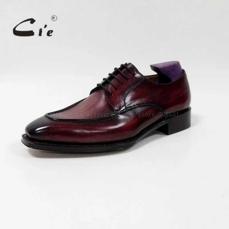 Cie/Мужские модельные туфли ручной работы из натуральной телячьей кожи с квадратным носком; классические красные, коричневые кожаные туфли дерби на плоской подошве; D-02-18