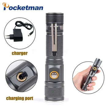 

3800Lm Tactical Handheld Portable LED Flashlight Zoomable T6 Torch 18650 Battery Direct Charging LED Flashlight 52
