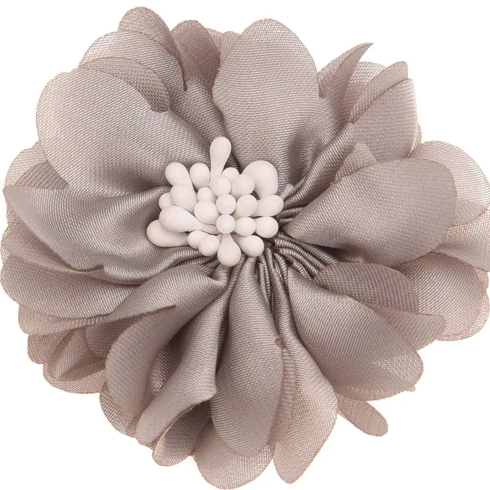 10PCS Chiffon Flowers blossom Hair Accessoreis Wedding decoration flower No Hair Bow Barrette Boutique Head wrap DIY Accessory - Цвет: Grey