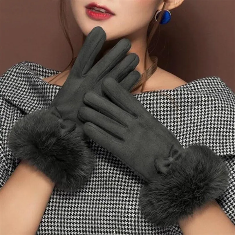 VISNXGI Fashion Suede Elegant Women Gloves Winter Warm Driving Soft