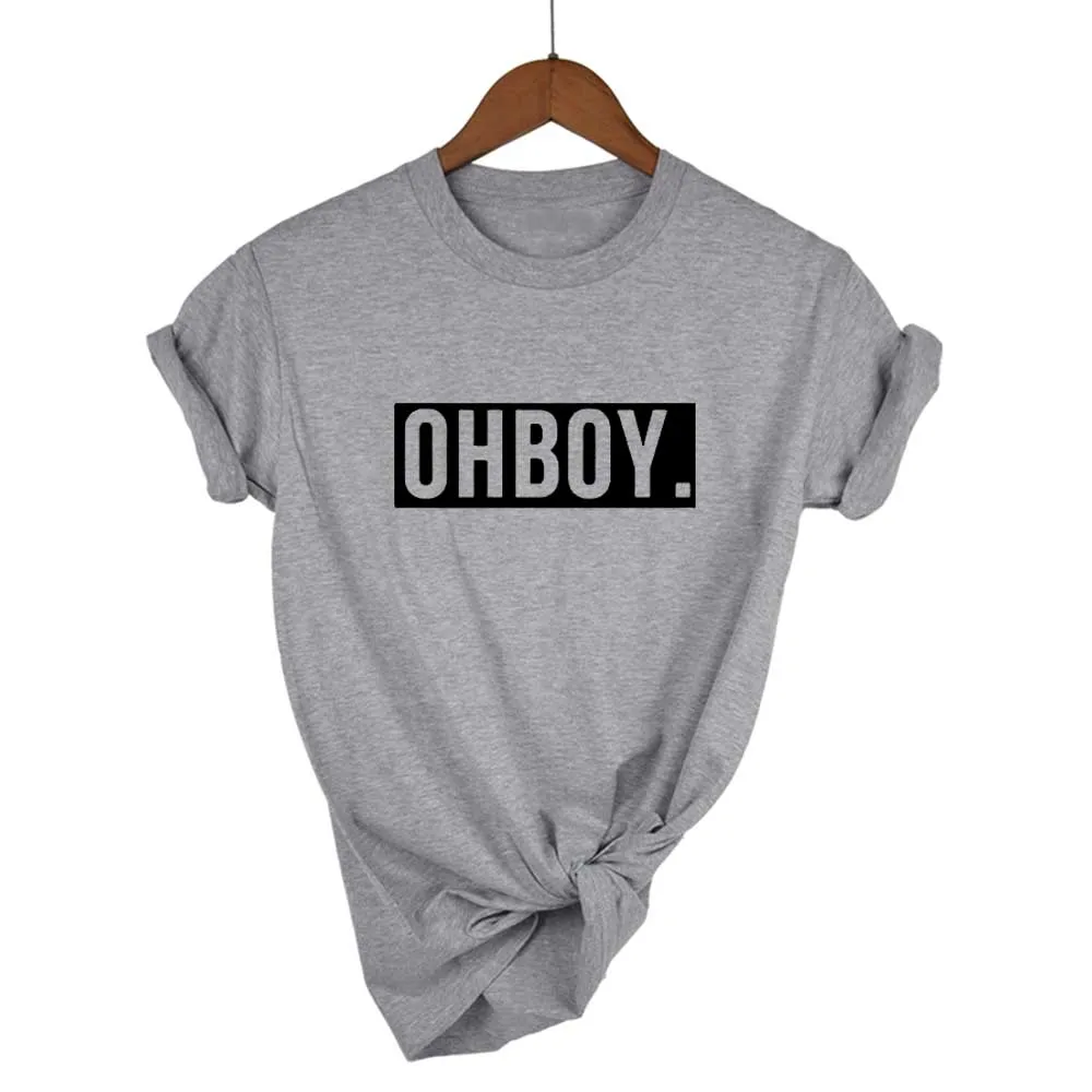 

OHBOY OH BOY red Letters Print Women Tshirt Cotton Casual Funny Hipster Shirt For Lady Girl Top TeesDrop Ship