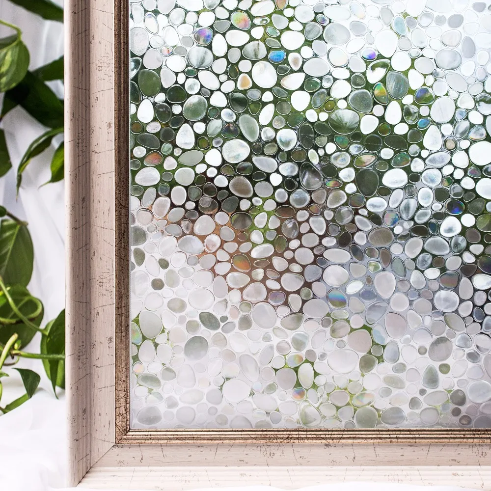 

CottonColors Window Film No-Glue 3D Static Stone Decorative Window cover Privacy Glass Stickers 3Ft X 6.5Ft.(90 x 200cm)