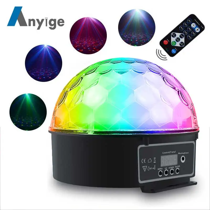 

ANYIGE LED Crystal Magic Ball 9 Color Party DMX512 Magic Ball Light With Remote Control DJ LED Stage Light Ball Sound Control