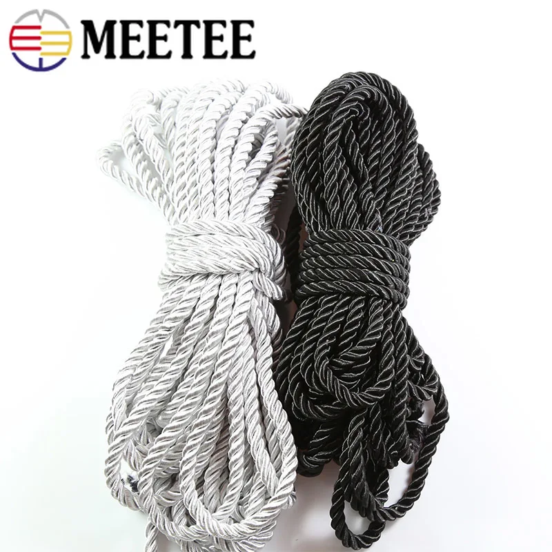 

10m 4/5/6mm 3 Shares Twisted Cotton Nylon Cords DIY Craft Braided Decoration Ropes Drawstring Gift Box Wrapping Belt Accessories