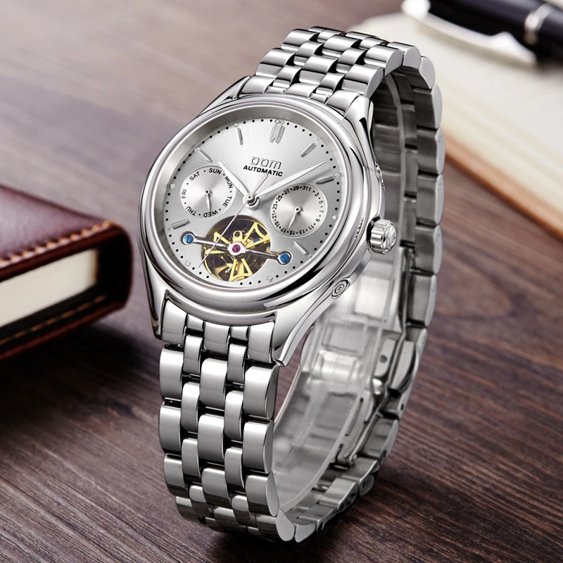 

Luxury Brand Men Mechanical Watches 2018 Fashion Stainless Steel Watch For Man Business Male Wheel Watches Waterproof kol saati
