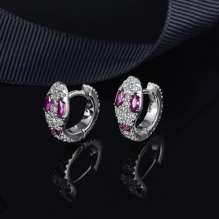 

[MeiBaPJ]Fashion Simple Personality AAA Zircon Small Snakes Stud Earrings Genuine 925 Sterling Silver Earrings For Women
