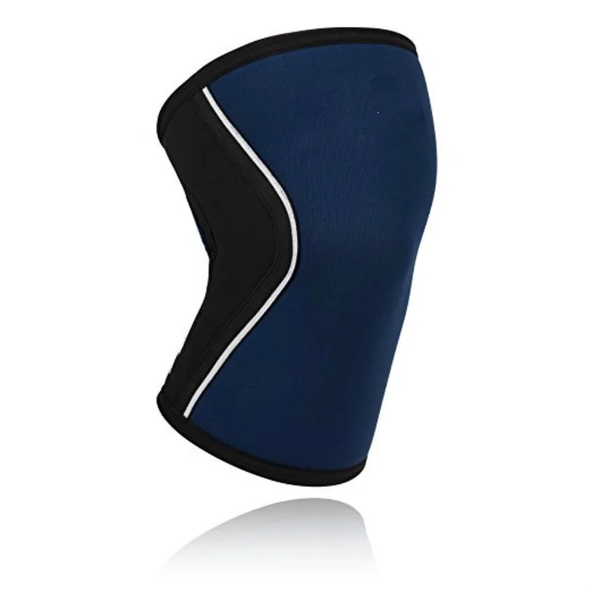 Наколенники(1 пара)-для тяжелой атлетики, бодибилдинга, приседаний, подъёмов, Кроссфит неопреновый компрессионный поддерживающий фиксатор 7 мм - Цвет: Тёмно-синий