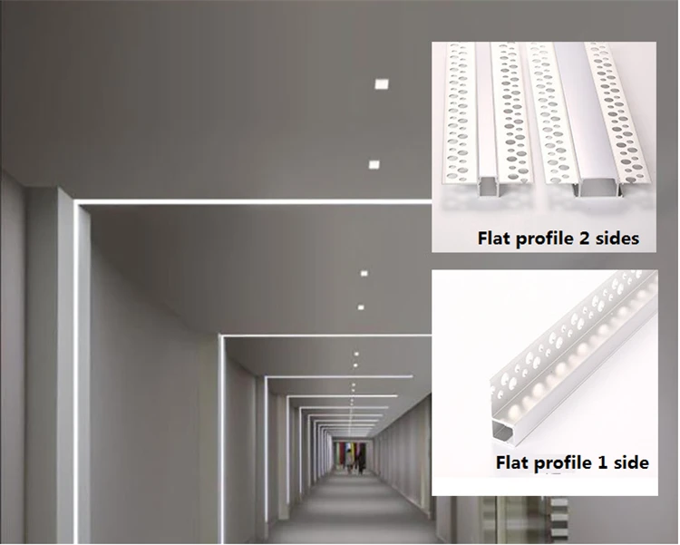 5-30 шт./лот 40 дюймов Встроенный светодиодный алюминиевый профиль, 10 мм полоса 1 сторона Встроенный плоский край Невидимый линейный канал для стены/ceil