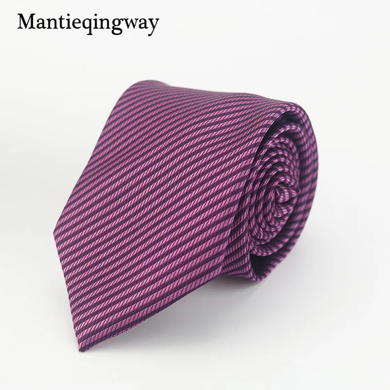 Mantieqingway фиолетовый полосатый Стиль полиэстер, шелк Средства ухода за кожей Шеи Галстуки 8 см узкие Бизнес Средства ухода за кожей шеи