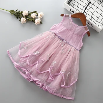 

Girl embroidery flower princess dress Summer children bow knot clothing baby girls birthday tutu dresses for 2-7T kids Clothes