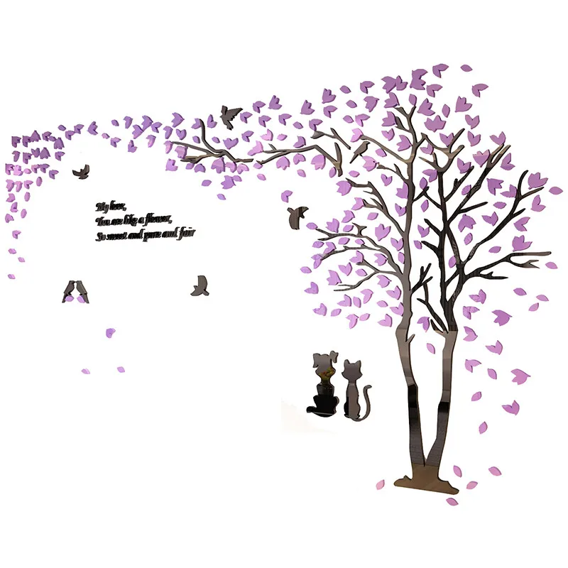 Цена Креативное Дерево Любви 3D акриловая художественная Настенная Наклейка s для домашнего декора DIY подарок Диван ТВ фон Настенная Наклейка кач...