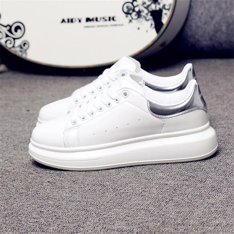 D KNIGHT Brand Women Casual White Shoes 2019 Spring Winter Women Flats Platform Shoes Fashion Lace-Up Women Sneakers Big Size 44 (18)