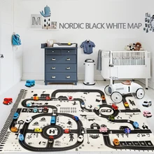 100X130 см игрушечный автомобильный коврик, карта, детский коврик для игровой зоны, коврик для городской дороги, зданий, парковки, карта, игровая сцена, карта, складная