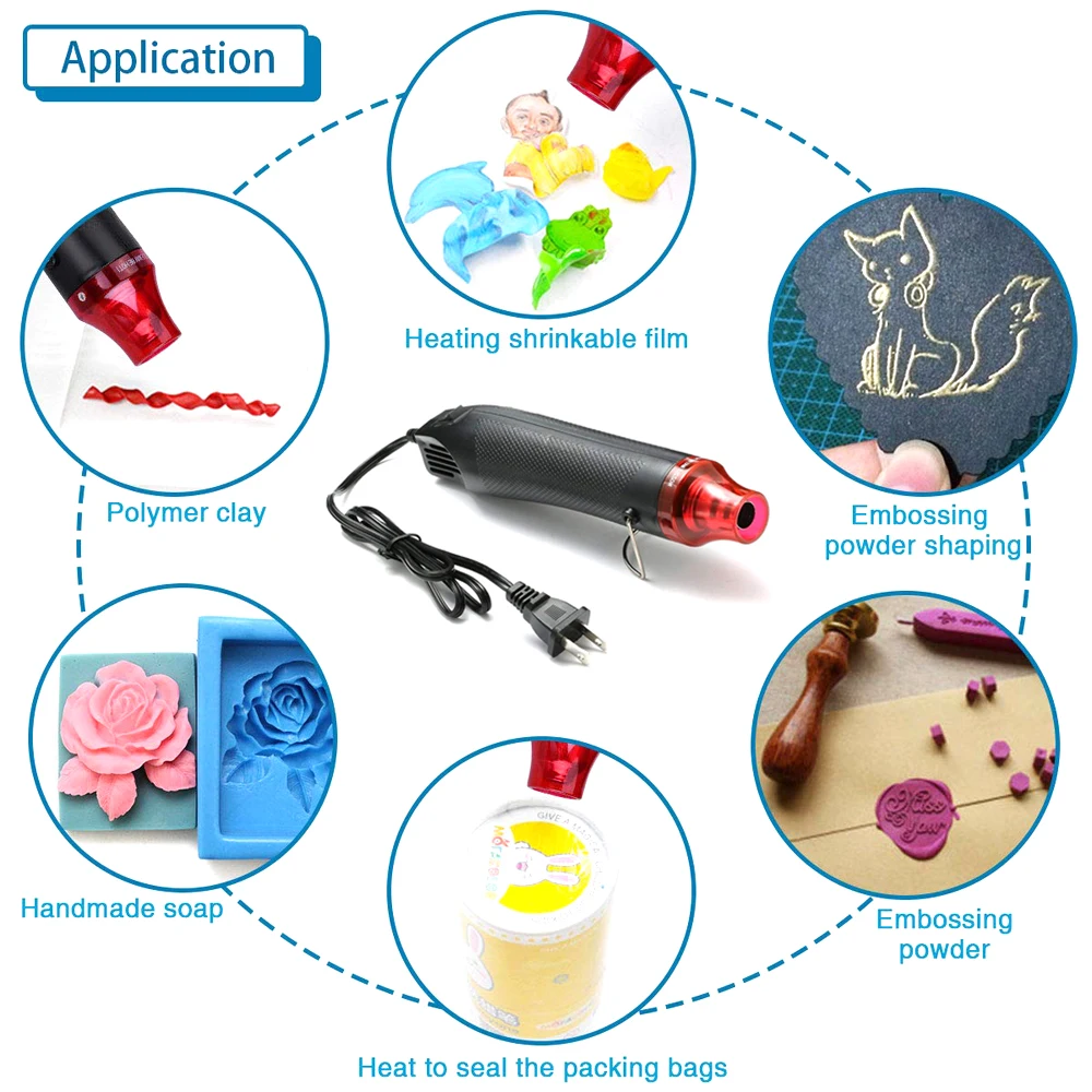 Портативный 300 Вт горячий воздух пистолет рук мини Тепловая пушка с сиденье для тиснения, тепловой инструмент 220/110 в ЕС/США Plug DIY Мощность инструменты