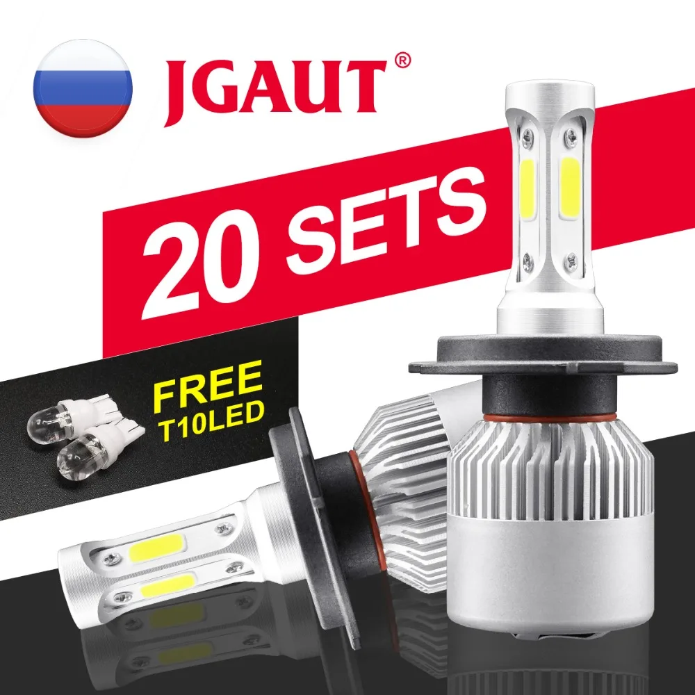 

20 Set/package S2 Car light H7 LED H4 Headlight 72W 8000LM FogLamp COB Automotive Auto 6500K 12V 24V Hi Low Beam