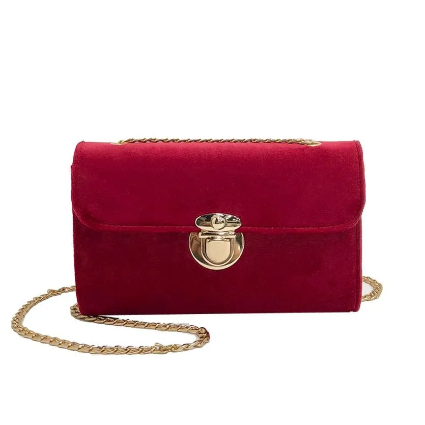 

Women Bag Pure Color Gold Velvet Messenger Bags Shoulder Bag Fashion High Quality Shoulder Bag Sacs Femme 2018 Nouveau #ZS