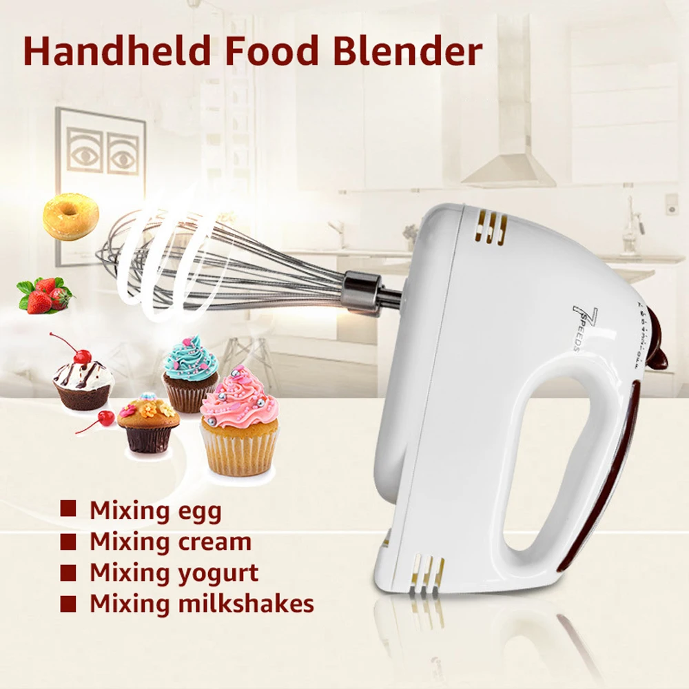 7 Speed Portable Electric Handheld Food Blender Double Whisk Eggs Mixer Batter Beater Kitchen Cake Baking Helper Cooking Tools | Дом и сад