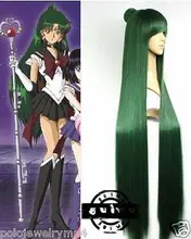 100% Brand New High Quality Fashion Picture hair wigs >>New Cos Sailor Moon Sailor Pluto Meiou Setsuna Straight Daek Green Wig