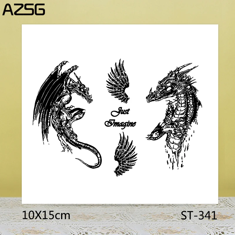 

AZSG Myth Ferocious Dragon / Wings Clear Stamps/Seals For DIY Scrapbooking/Card Making/Album Decorative Silicone Stamp Crafts