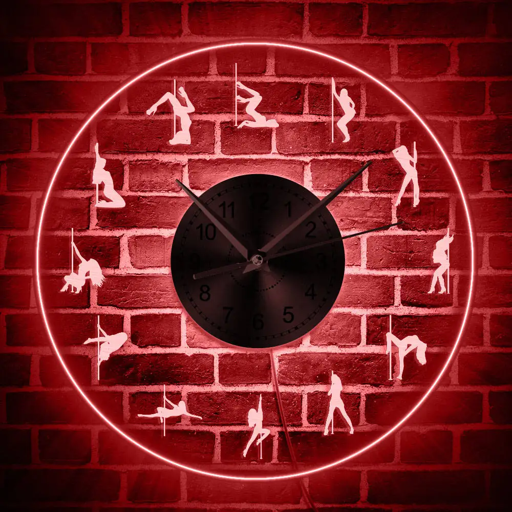 

Pole Dancer Luminous Wall Clock Pole Dancing Modern Silent Movement LED Clock Dancer Gift Steal Tube Dancing Wall Art Deco Light