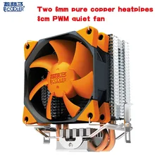 PCcooler кулер 2 тепловые трубки 4pin 8 см ШИМ тихий вентилятор компьютера ПК AMD Intel 775 1151 1150 1155 1156 охлаждения процессора радиатор вентилятор