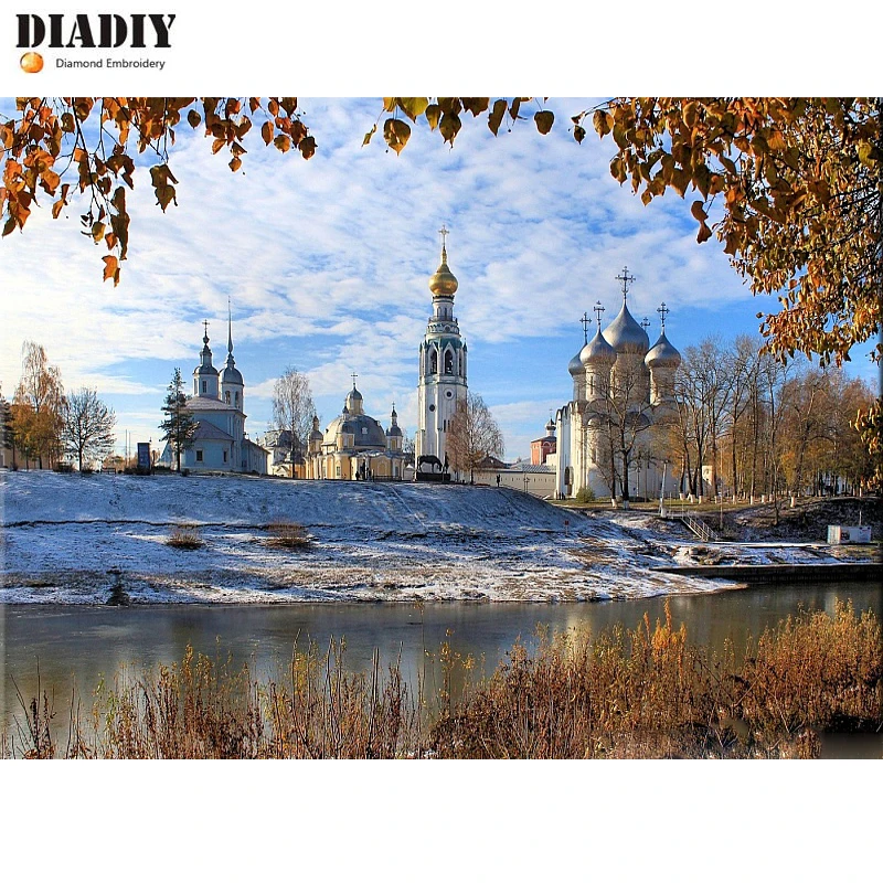 DIADIY 5D алмазная живопись сделай сам российский пейзаж церковь река вышивка