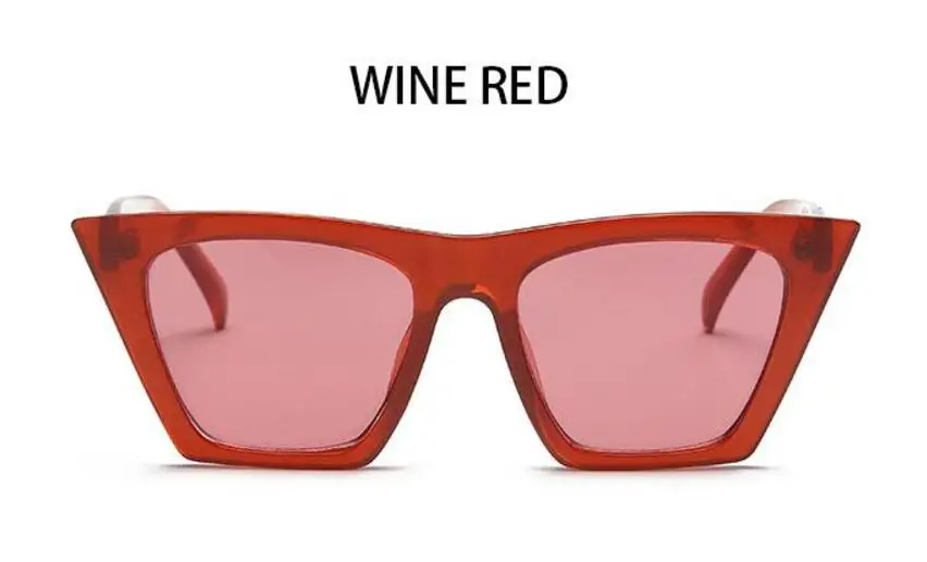 Ретро солнцезащитные очки "кошачий глаз" для женщин, большие солнцезащитные очки с плоским верхом, мужские пластиковые прозрачные синие солнцезащитные очки в черной оправе, бренд uv400 - Цвет линз: red frame red